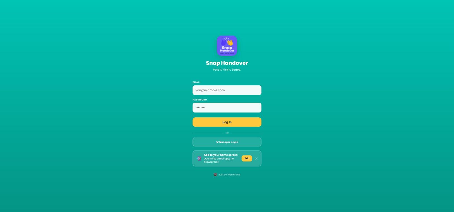 Snap Handover shift handover app screenshot