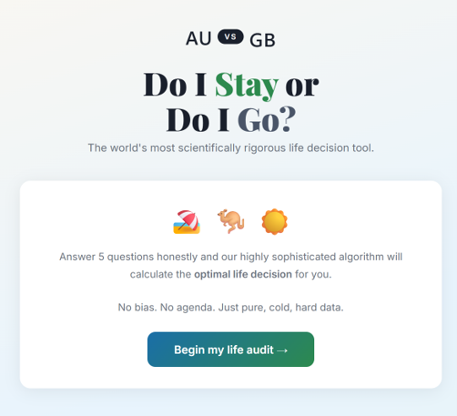 Do I Stay or Do I Go? life-decision tool screenshot